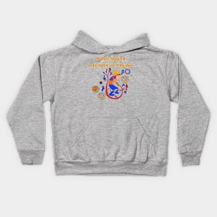 Kokopelli, boy, music maker, dreams, primary colors Kids Hoodie